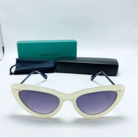 ❗️LAST PAIR❗️ Derek Lam Doris Cat Eye Sunglasses in Ivory & Navy - Picture 6 of 12